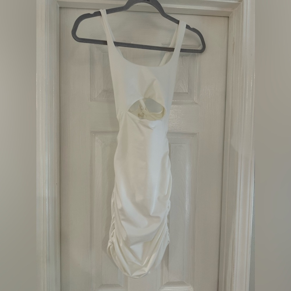 White amazon mini cutout dress
